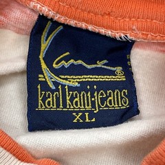 Karl Kani Jeans Shirt Mens Extra Large Orange Striped Pullover Henley