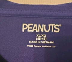 Peanuts Sleepshirt Men’s Snoopy & Woodstock Navy Blue Long Sleeves XL-46-48