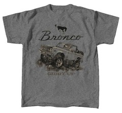 Joe Blow T’s Ford Bronco Men’s T-Shirt Gray Giddy Up 1st Gen Official Licensed