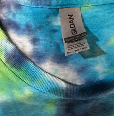 Gildan Heavy Cotton Tye Dye T Shirt Size 2XL Teal Blue Yellow Green Distressed