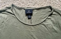 H&M Regular Fit Olive Green Short Sleeve Slub T-Shirt Size M Classic Flowy Tee