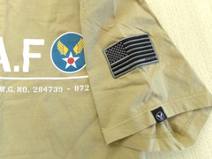 AVIREX USAF Desert Tan Short Sleeve Crew Neck XXL T-Shirt Black Flag Patch