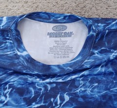 Mossy Oak Fishing Shirt Mens L Crew T-shirt Short Sleeve Elements Aqua Blue Camo