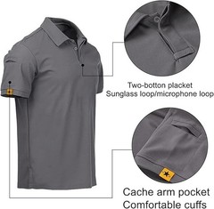 Mens Tactical Quick Dry Polo T-Shirt Combat Short Sleeve Team Work Casual Shirt