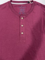 Tailor Vintage Men’s L/S Henley Shirt MEDIUM Button Up Top Maroon Burgundy NWT