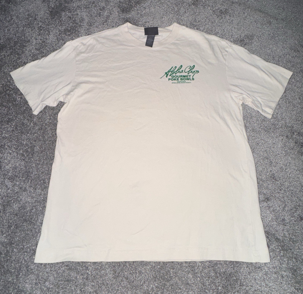 Aloha Chop Men’s M White Graphic Logo Poke Bowl Crew Neck Short Sleeve T-Shirt
