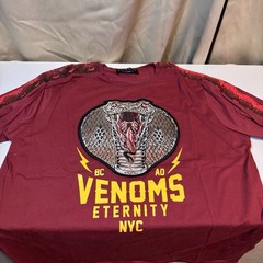 Eternity BC/AD shirt Red 2XL NWOT Faux Snake Skin Sleeves