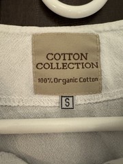 Cotton Collection Men’s White Solid Lace-Up Short Sleeve Woven Cotton T-Shirt S