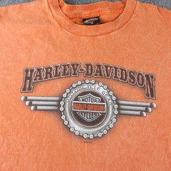 Vintage Harley-Davidson Shirt Mens XL Orange Motorcycle Gear Kansas City Tee