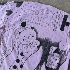 Teddy Fresh Hila Klein Marker Sketch Graphic Art Bear T Shirt Pink Size Medium