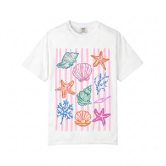Seashell Tee White Beach Summer Graphic Tee Ocean Lover Vacation Unisex T shirt