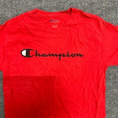 Champion T-Shirt Mens Size M Red Script Logo Short Sleeve Casual Athletic Tee
