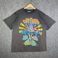 Vintage Batman Shirt Mens XL Black 80s DC Comics 1988 Cartoon Faded Neon AOP