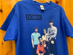 DOBRE TEE SHIRT, MENS SIZE L, BLUE, 100% COTTON, LOGO FRONT, MINT, NEVER WORN