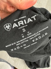 Ariat Black men’s Logo Knit Short Sleeve Crew Neck T-Shirt Small Western