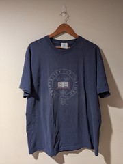 VTG University of Oxford T-Shirt Navy Blue Embroidered Crest Collegiate XL