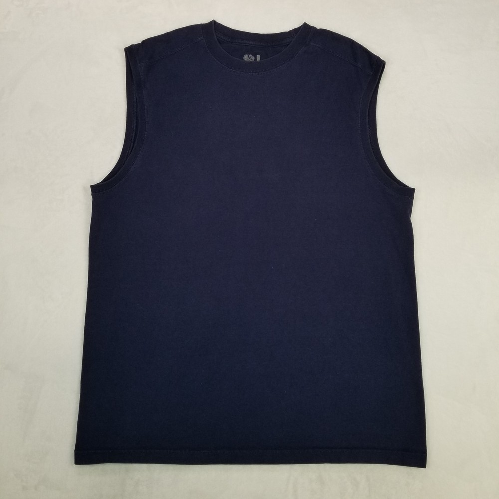 Fruit of the Loom Men’s Medium Navy Blue Sleeveless Crewneck Tank Top Basic Fit