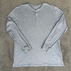 Slate & Stone Mens XL Supima Cotton Henley Long Sleeve Shirt Heather Grey 3624