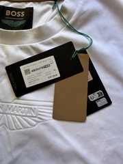 BOSS X ASTON MARTIN MERCERISED-COTTON T-SHIRT WITH WING DETAIL Classic white cre