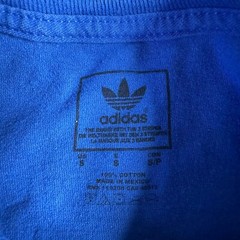 Adidas Shirt Mens Small Blue Green Trefoil Logo Monstera Leaf Hawaiian Casual