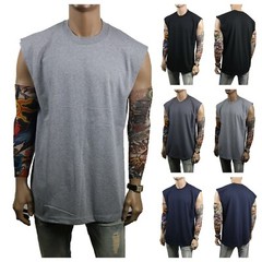 Mens HEAVY WEIGHT Muscle T-SHIRT Tank Top Sport Sleeveless Big Tall Fitness Gym