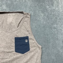 Volcom Tank Top Mens Medium Heather Gray Chest Pocket Sleeveless Logo Pullover
