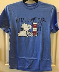 SNOOPY Mens Small, XL, ~OR~ 3XL Blue Shirt “Please Don’t Make Me Do Stuff”
