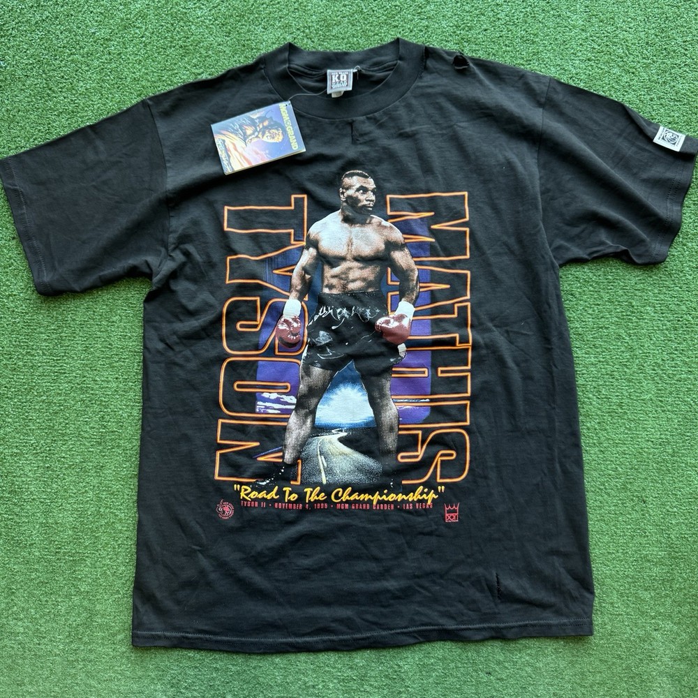 Vintage READ Mike Tyson Vs Mathis Boxing WBA Tee T-shirt Size L 90s **DRY ROT**