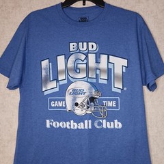 Bud Light Football Club T Shirt Mens Size Medium Short Sleeve Blue New