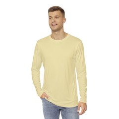 Light Yellow Men’s Long Sleeve Shirt | Casual Wear, Gift for Him, Everyday Top