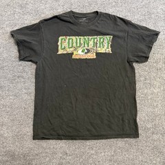 Mossy Oak T-Shirt Mens Size L Black Country Camo Graphic Logo Cotton Crewneck