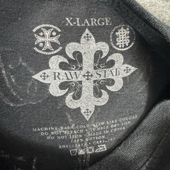 Raw State Shirt Knit Double Sided Size XL Cross Grunge Cyber Graphic Print Y2K