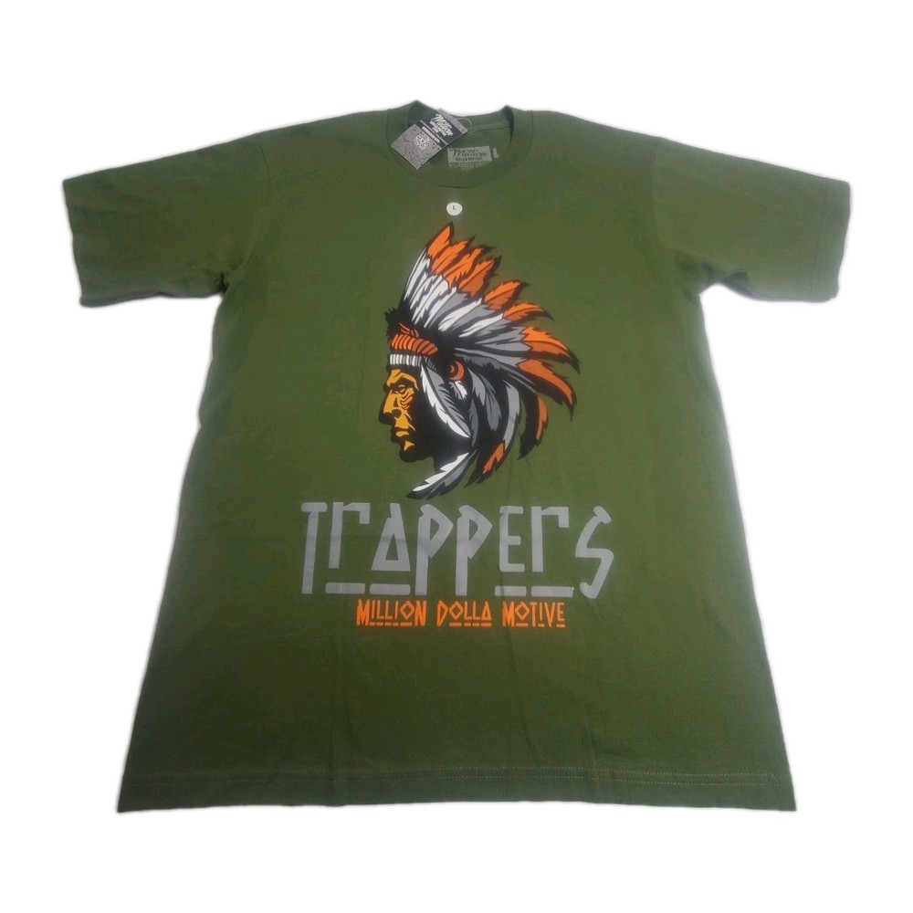 Trappers Graphic By Million Dollar Motive T-Shirt Men’s Large Green Short Sleeve