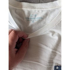 Vineyard Vines Mens XL White Long Sleeve American Flag Pocket T-Shirt Patriotic