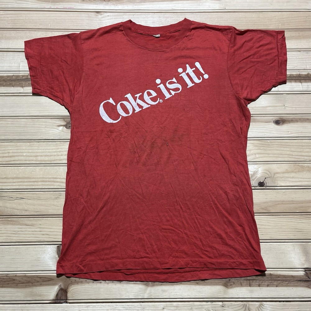 Vintage 70s 80s Coca-Cola “Coke Is It!” Advertisement Promo Shirt Size M