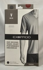 Exofficio Give-n-go Travel V-Neck T-Shirt M Gray Breathable Quick Dry, Wicking