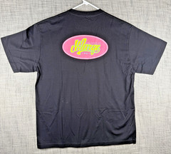Size L – XLARGE Oval Logo Front Back Graphic T-Shirt Black