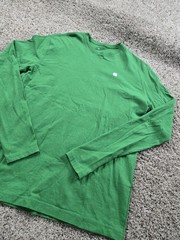 Apple T Shirt Medium Green Long Sleeve Crew Neck Cotton Graphic Employee