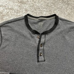 Old Navy Tee Shirt Mens Large Long Sleeve Gray Thermal Henley Neck Stretch Adult