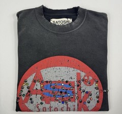 Satoshi Nakamoto – Rhinestone Cracked Print Oversized T-Shirt Size: S Fits M/L
