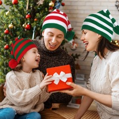 Funtery 3 Pcs Christmas Knitted Santa Hats Elf Hat Crochet Christmas Beanie X…