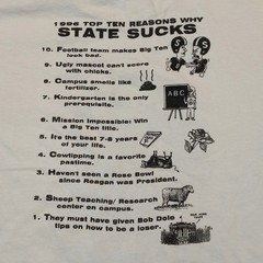 XL 1996 Anti MSU STATE SUCKS 10 Reasons Why Michigan T-Shirt Vintage 90s