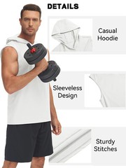 Men’s Casual Workout Hoodie Tank Gym Cotton Sleeveless Quick Dry Muscle T-Shirts