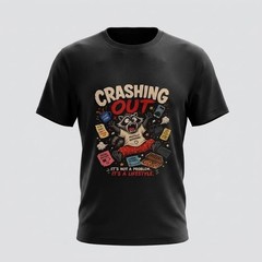 Crashing Out Raccoon T-Shirt Funny Meme Graphic Tee Cotton Men Women Casual