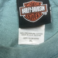 Harley-Davidson Shirt XL Green Dudley Perkins San Francisco Made in USA *SPOTS