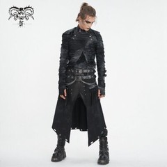 Devil Fashion Men Gothic Distressed Asymmetric Hooded Slim Long Sleeve T-Shirt
