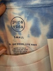 Pura Vida Medium Surf Tour Tie-Dye T-Shirt Blue Purple Spiral Beach Wear