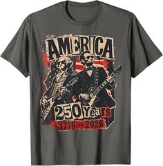 George Washington Lincoln Playing Guitar Abe Lincoln 250th T-Shirt