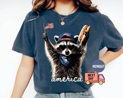Comfort Colors® Feral & Free Racoon Shirt, 4th of July Shirt, USA Independence