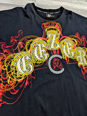 Cezer Men’s 2XL Black T-Shirt Beaded Bling Graphic Y2K Hip Hop